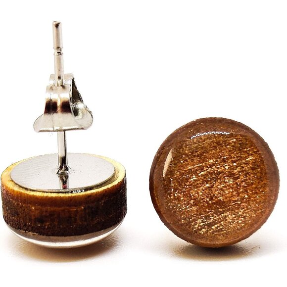 Stud Earrings Set, Shimmer, 10 mm, Round Studs for Women Girls Men,Handmade, Sta - Picture 2 of 9